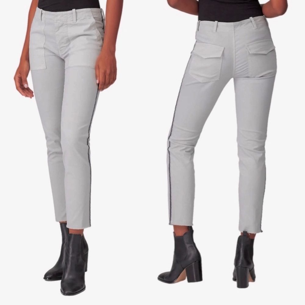 Nili Lotan Light Gray Jenna Side Tape Cropped Pants Size 2